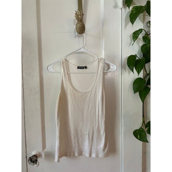 ApT.9 women’s size petite small sequin white tank top blouse - Picture 1 of 8